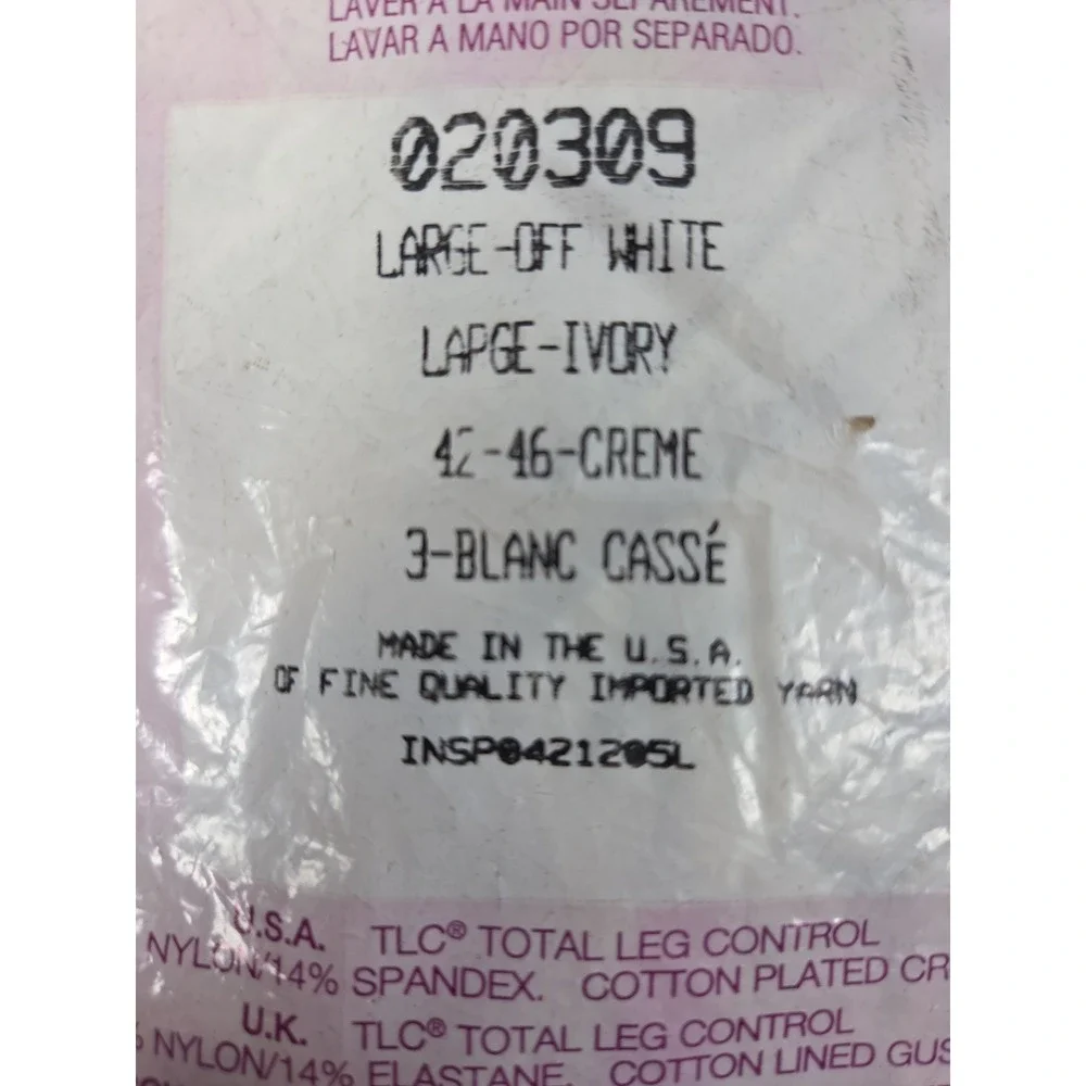 Silkies TLC Light Support Vintage 2003 PantyHose L Ivory Off White New Old Stock